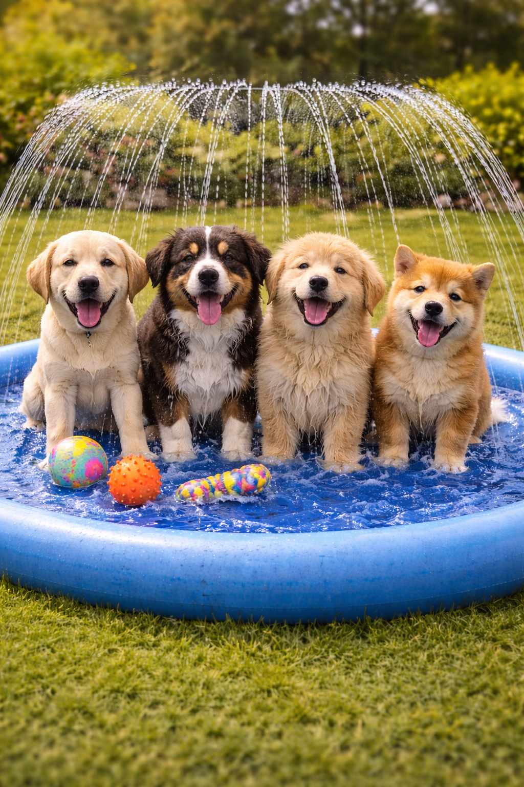 Tapis de pulvérisation d'eau gonflable pour animaux de companie